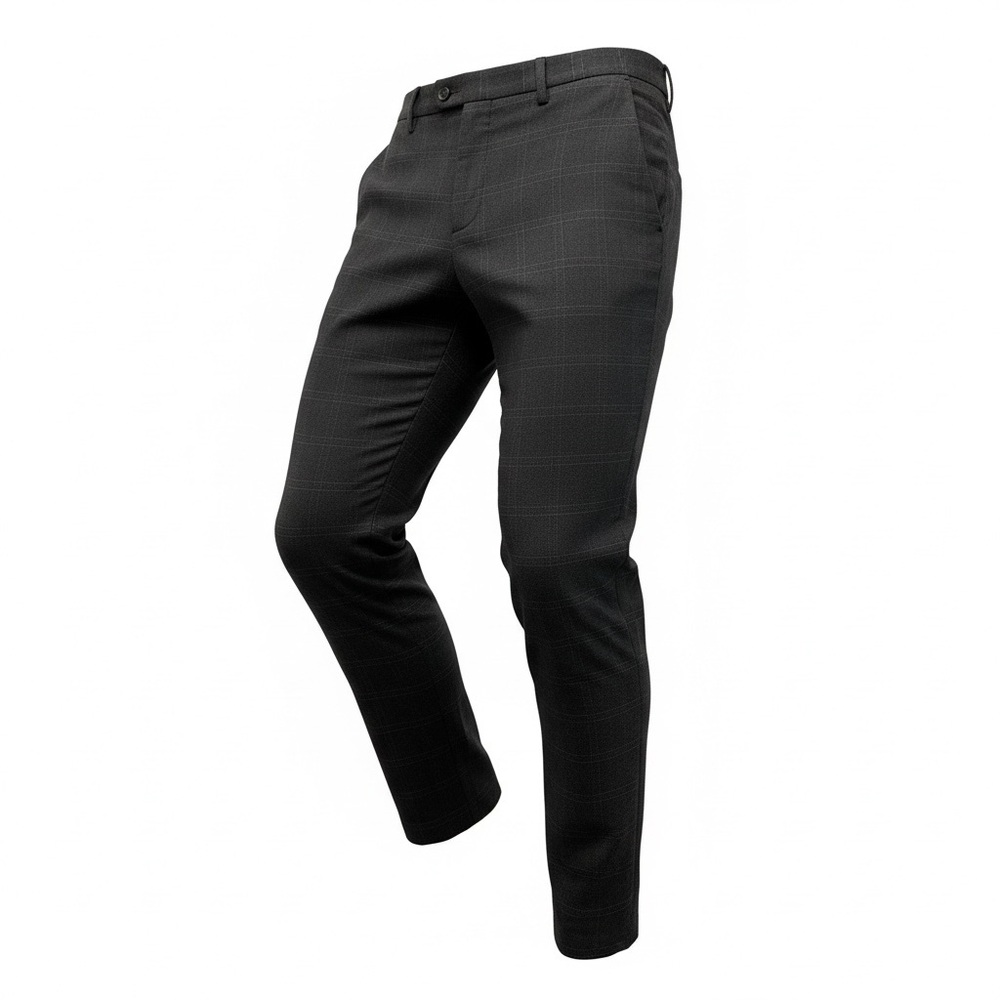 ZARA Dark Grey Plaid Tapered Leg Pant